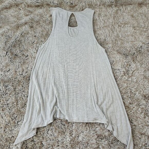 American Rag Tunic Tank with Long Side Tails White with Gray Stripes Size Medium - Picture 7 of 10